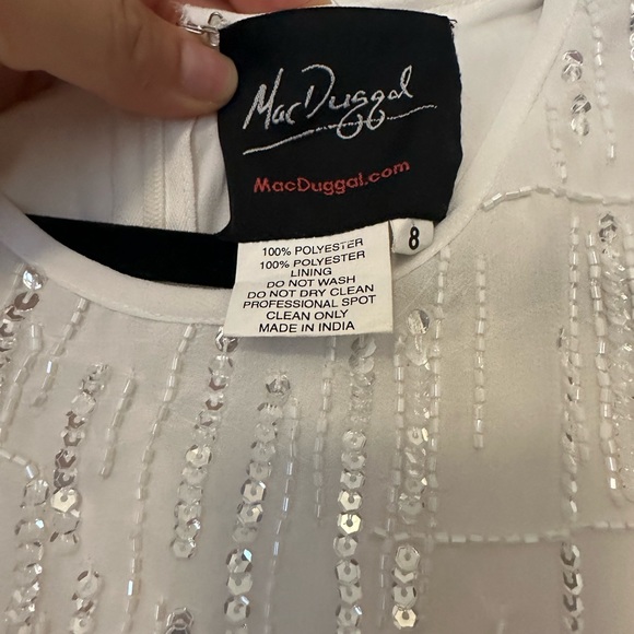 Mac Duggal white and silver bead dress - Picture 3 of 5